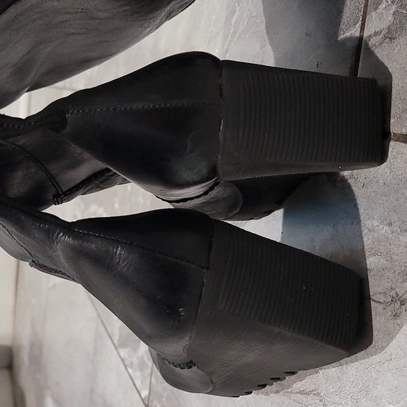 UGG knee high black leather shearling platform boots - Picture 3 of 4